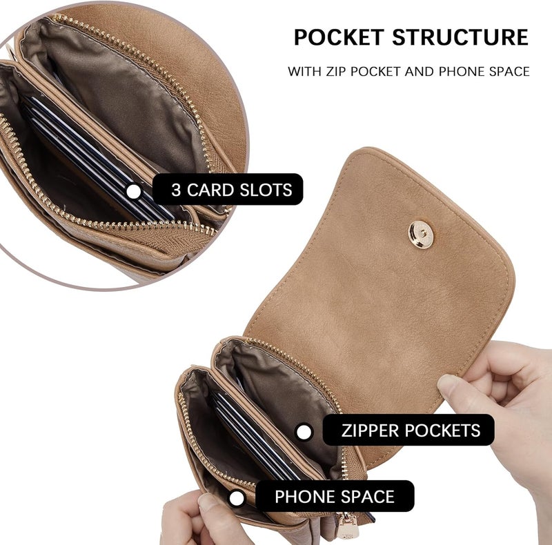 Bostanten Vegan Leather Small Crossbody Bags for Women Designer Cell Phone Bag Wallet Purses Adjustable Strap - Image 3